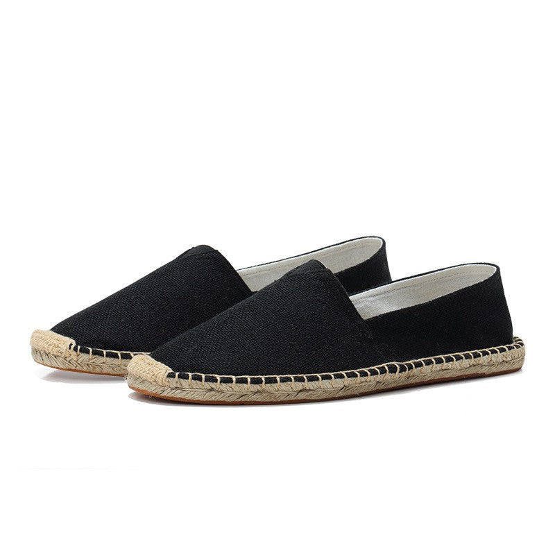 Men's Linen Espadrilles With Breathable Woven Upper And Jute Rope Sole