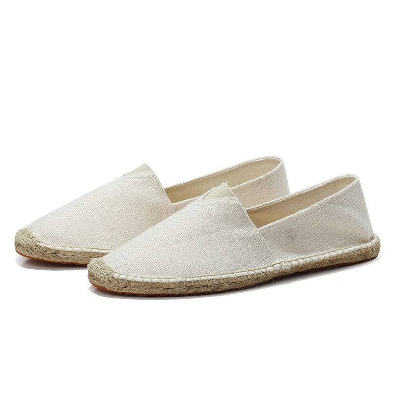 Men's Linen Espadrilles With Breathable Woven Upper And Jute Rope Sole