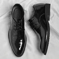 Men's Black Patent Oxford Dress Shoes Featuring Lace Up Closure