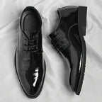Men's Black Patent Oxford Dress Shoes Featuring Lace Up Closure