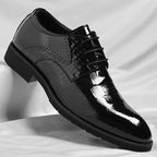 Men's Black Patent Oxford Dress Shoes Featuring Lace Up Closure