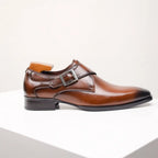Men's Italian Monk Strap Dress Shoes Single Buckle Almond Toe