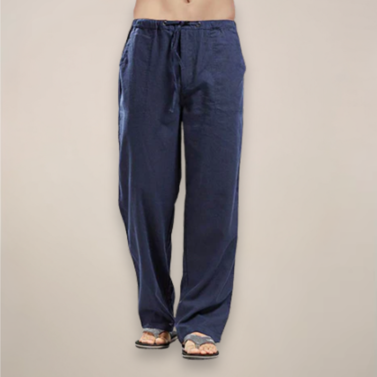 UrbanThreads Men Relaxed Fit Linen Blend Breathable Summer Pants