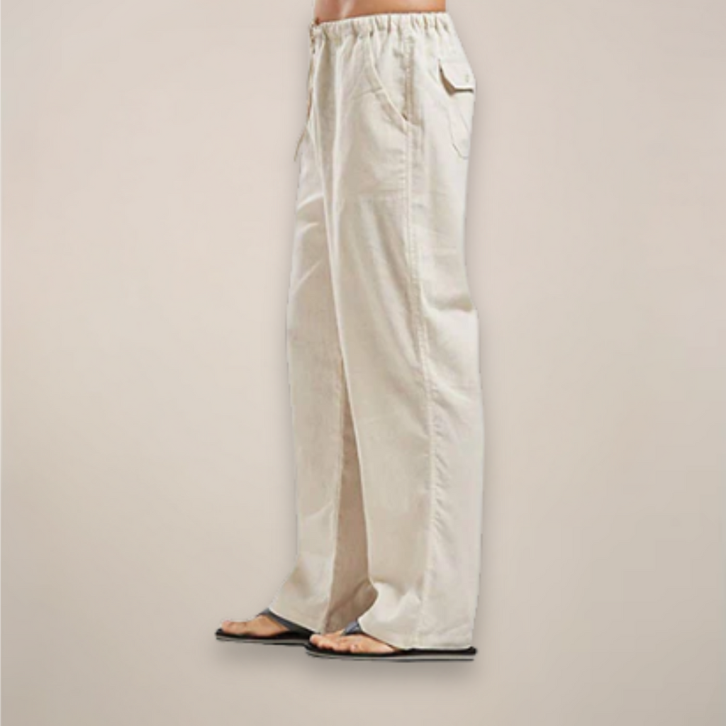 UrbanThreads Men Relaxed Fit Linen Blend Breathable Summer Pants