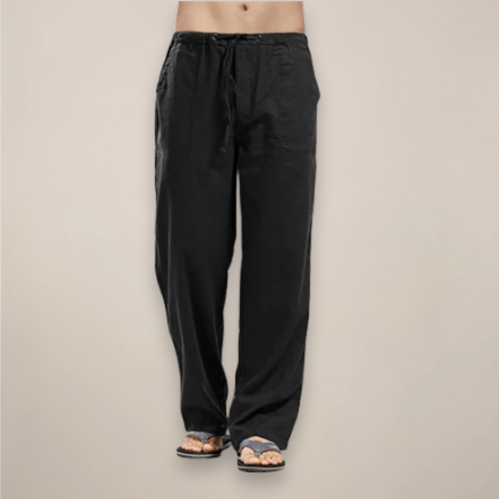 UrbanThreads Men Relaxed Fit Linen Blend Breathable Summer Pants