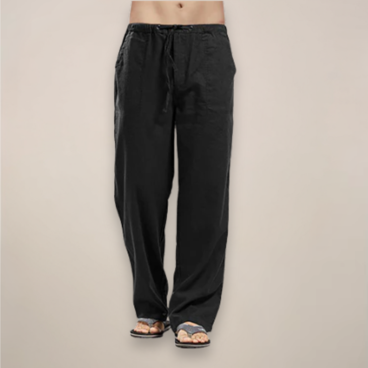 UrbanThreads Men Relaxed Fit Linen Blend Breathable Summer Pants