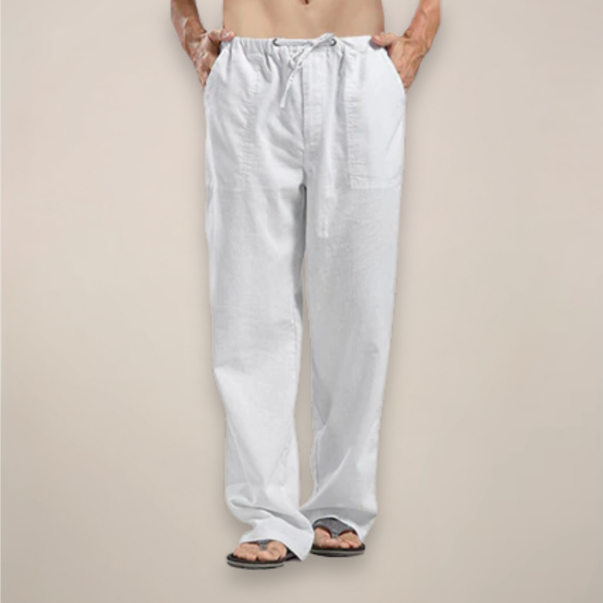 UrbanThreads Men Relaxed Fit Linen Blend Breathable Summer Pants