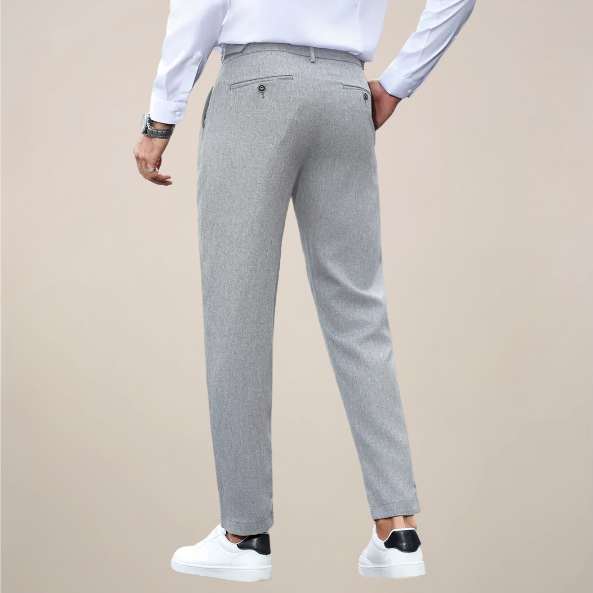 Men Slim Fit Pleated Trousers Premium Black Tailored Dress Pants