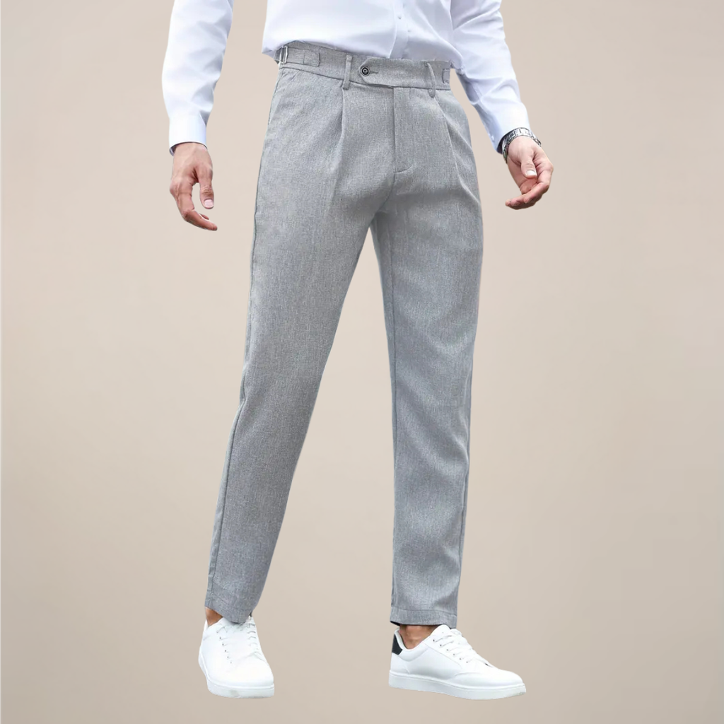 Men Slim Fit Pleated Trousers Premium Black Tailored Dress Pants
