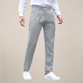 Men Slim Fit Pleated Trousers Premium Black Tailored Dress Pants