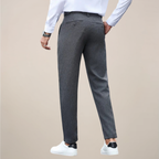 Men Slim Fit Pleated Trousers Premium Black Tailored Dress Pants