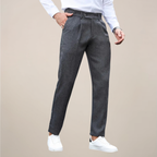 Men Slim Fit Pleated Trousers Premium Black Tailored Dress Pants