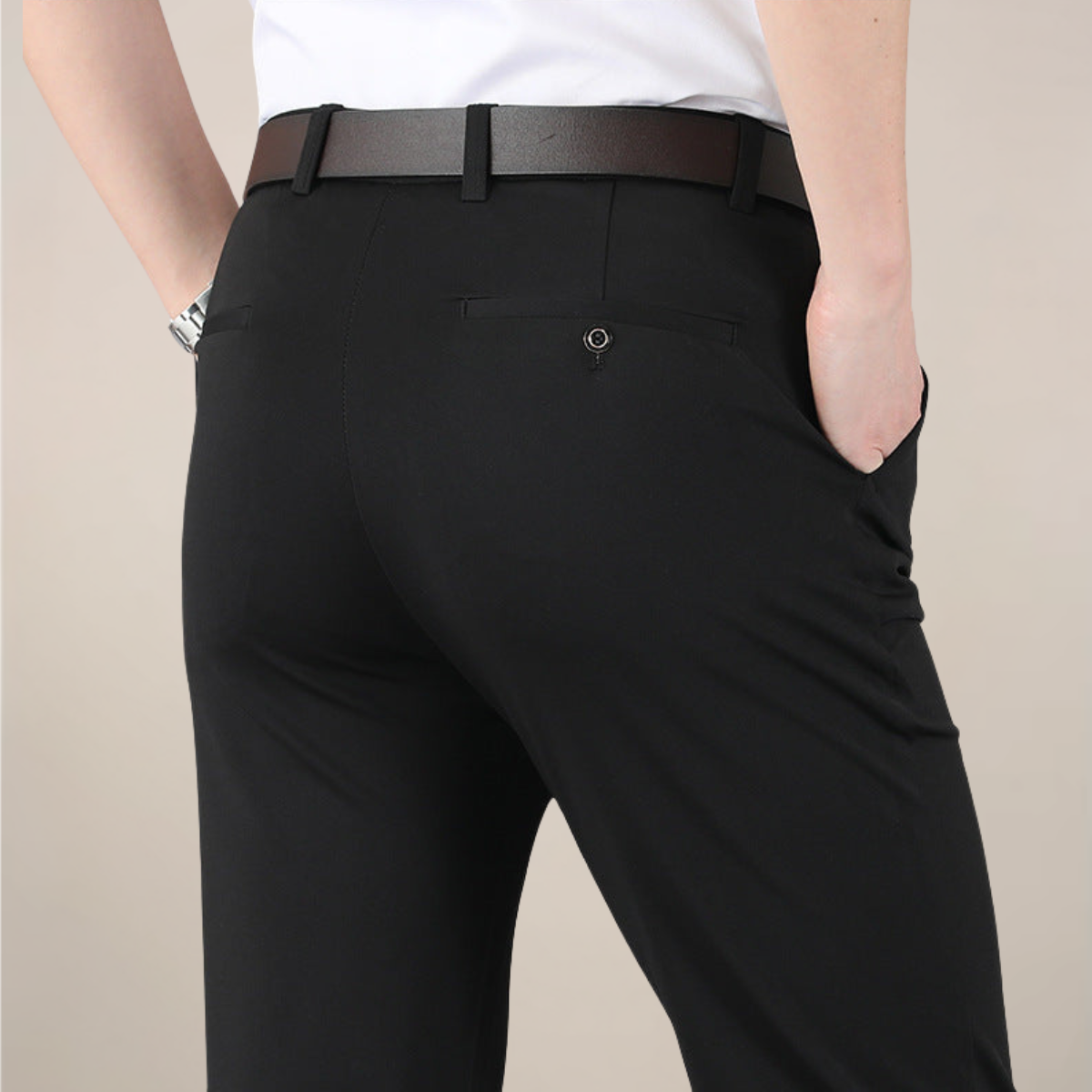 Men's Tailored Slim Fit Trousers With A Flexible Stretch Waistband