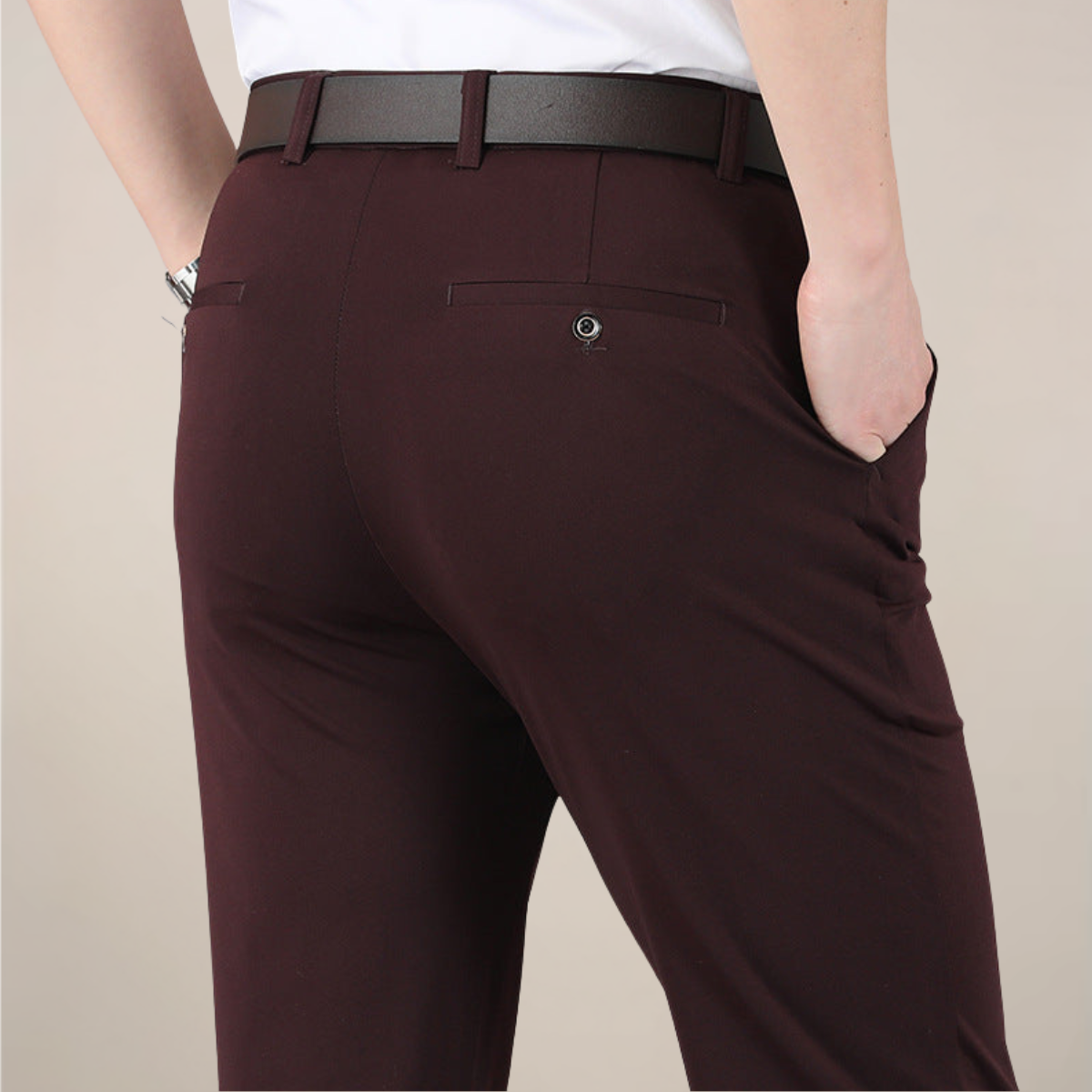 Men's Tailored Slim Fit Trousers With A Flexible Stretch Waistband