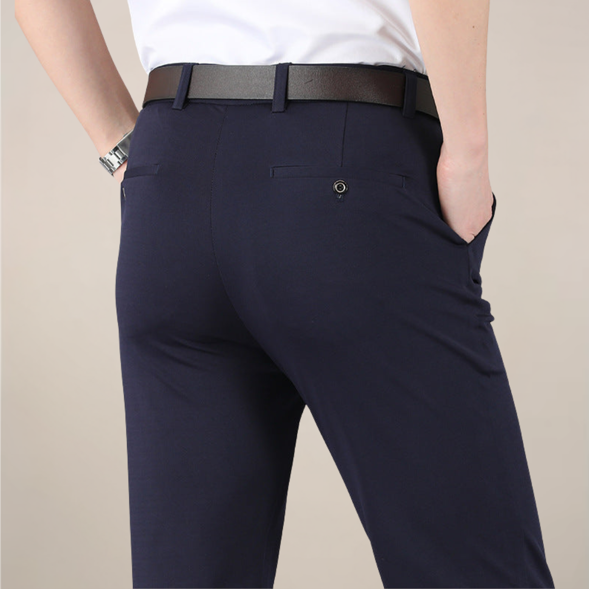 Men's Tailored Slim Fit Trousers With A Flexible Stretch Waistband