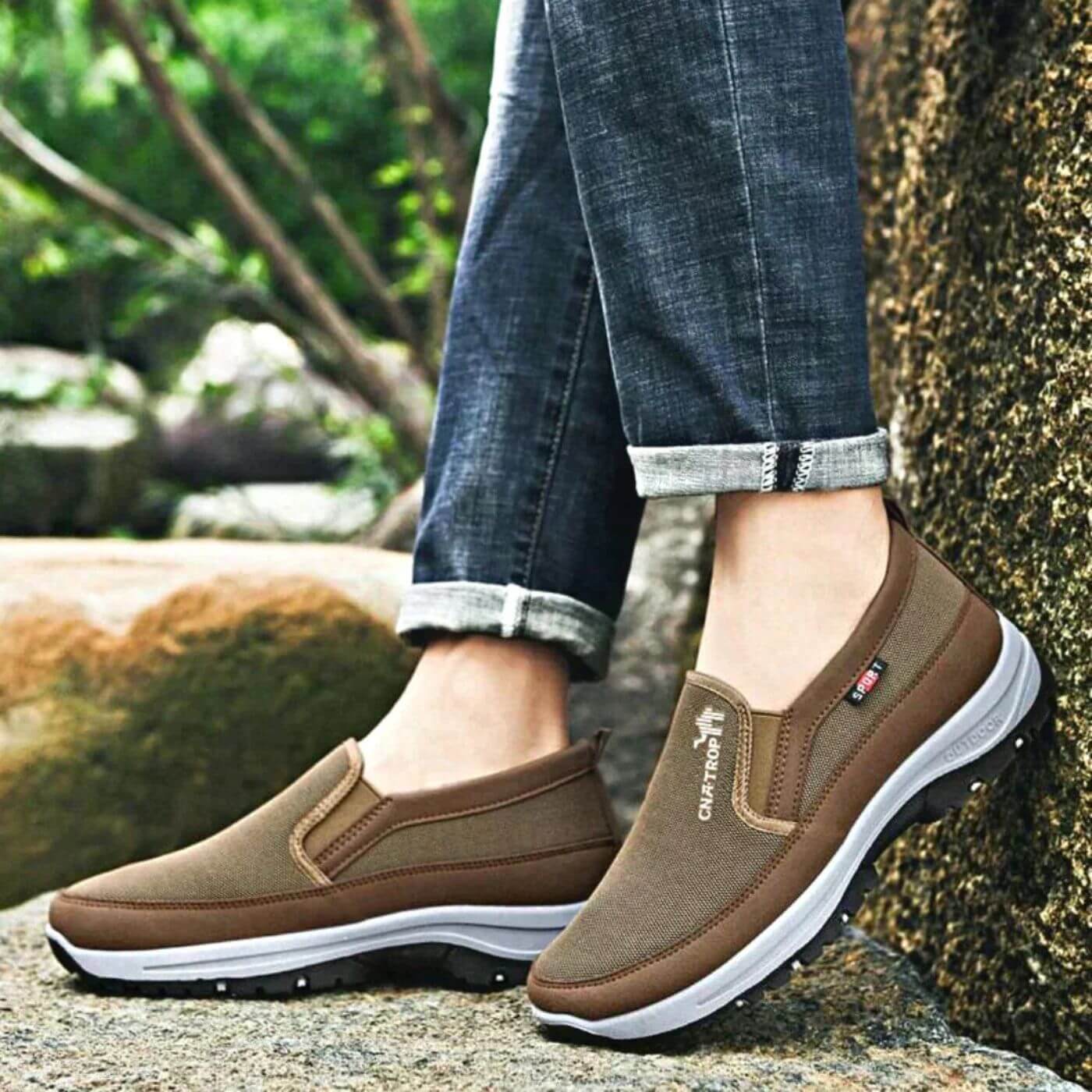 Men's Orthopedic Canvas Slip-On Sneakers With Cushioned Footbed