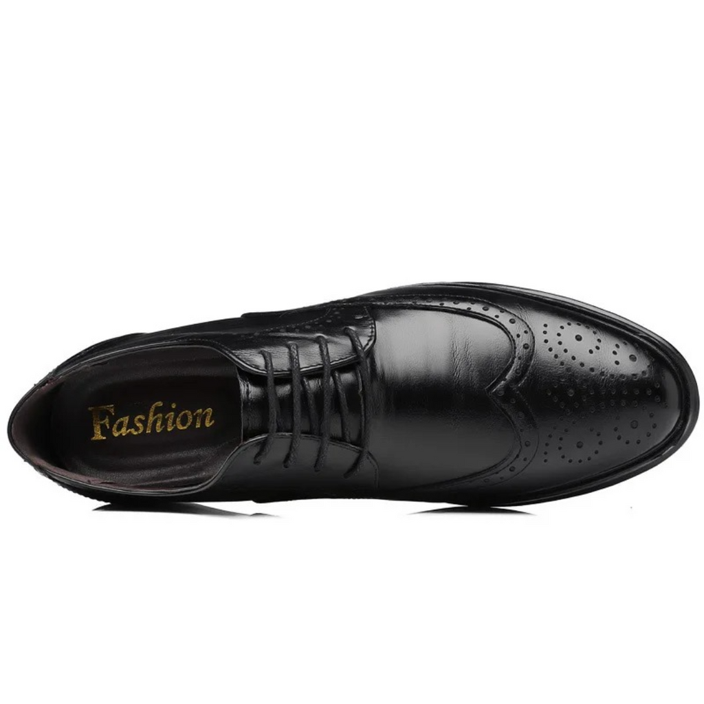 Men's Classic Brown Leather Oxford Wingtip Formal Dress Shoes
