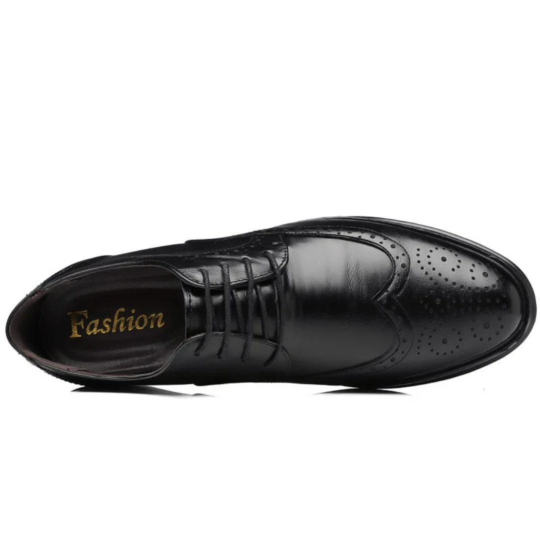 Men's Classic Brown Leather Oxford Wingtip Formal Dress Shoes