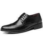 Men's Classic Brown Leather Oxford Wingtip Formal Dress Shoes