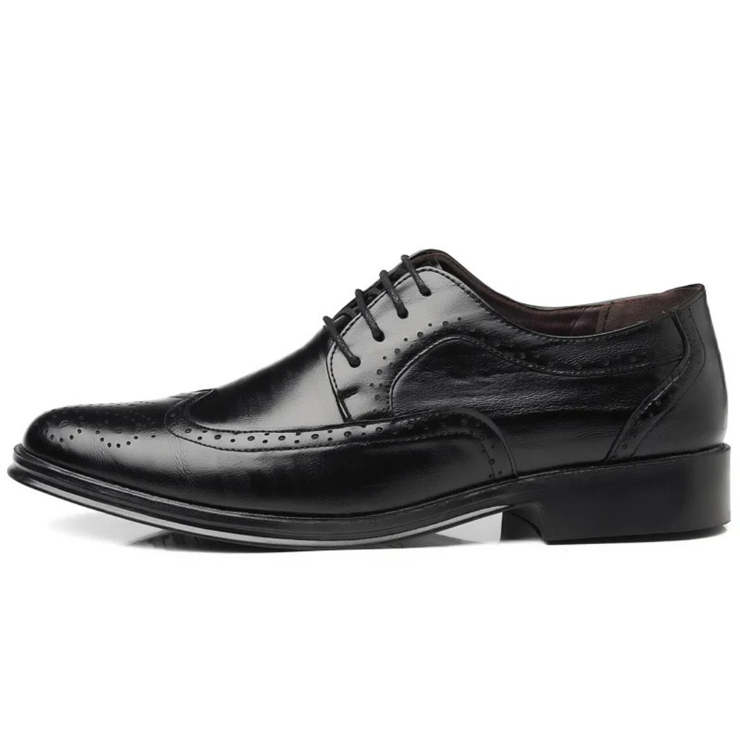Men's Classic Brown Leather Oxford Wingtip Formal Dress Shoes