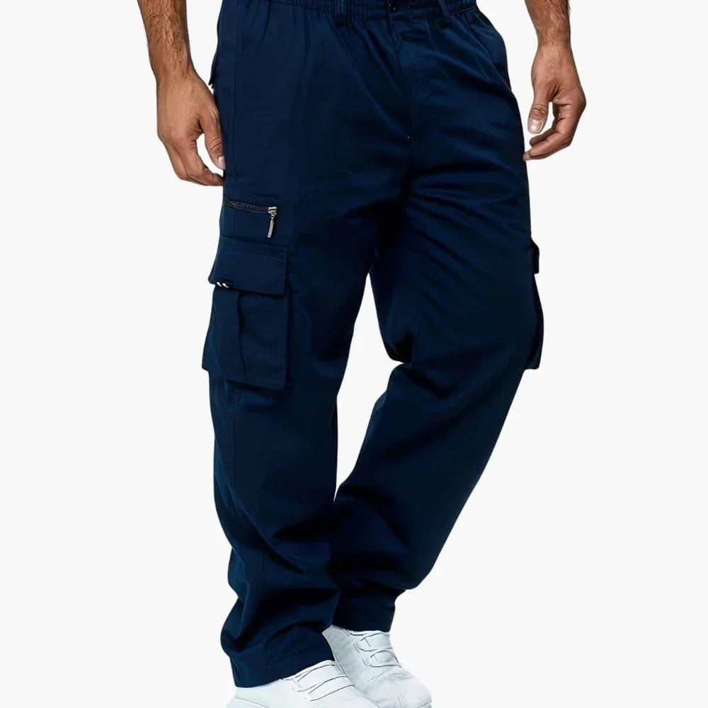 Men's Straight Leg Cargo Pants With Zip And Flap Pockets