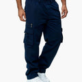 Men's Straight Leg Cargo Pants With Zip And Flap Pockets