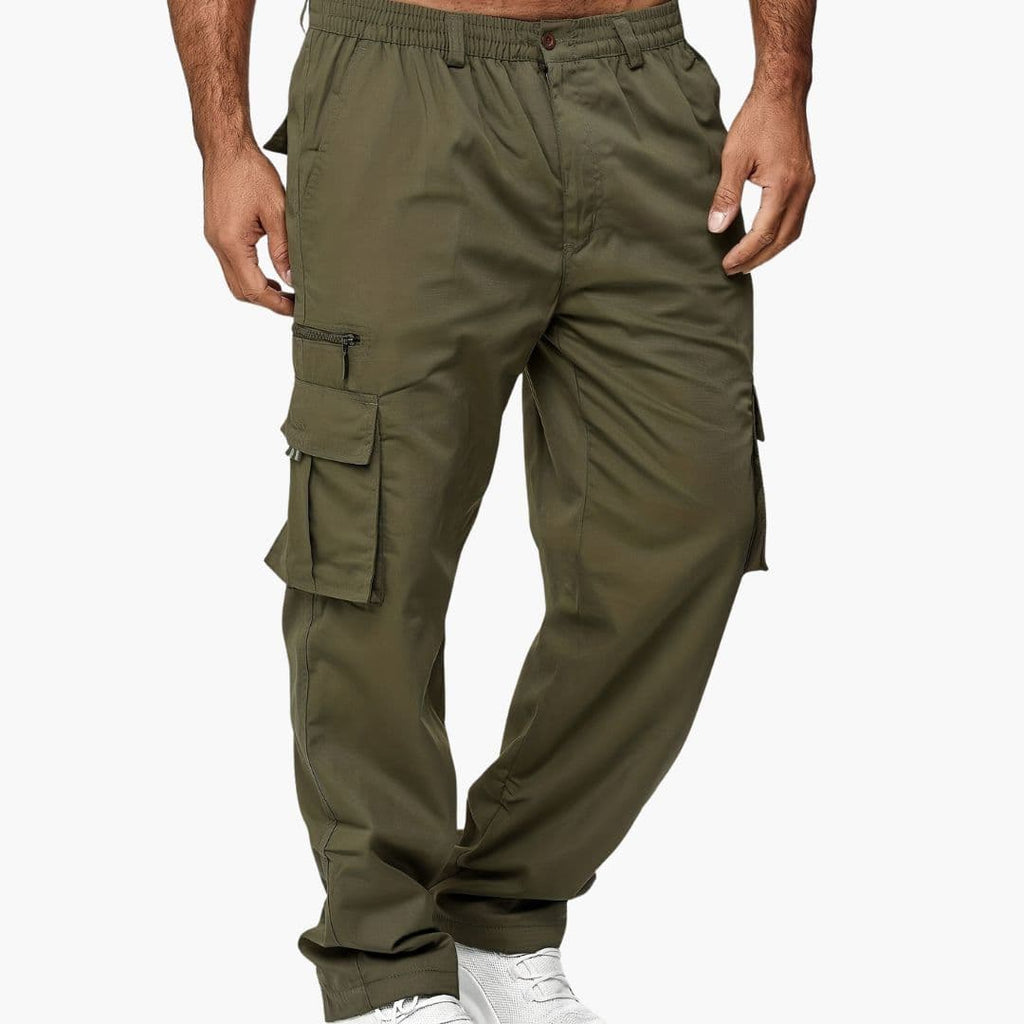 Men's Straight Leg Cargo Pants With Zip And Flap Pockets