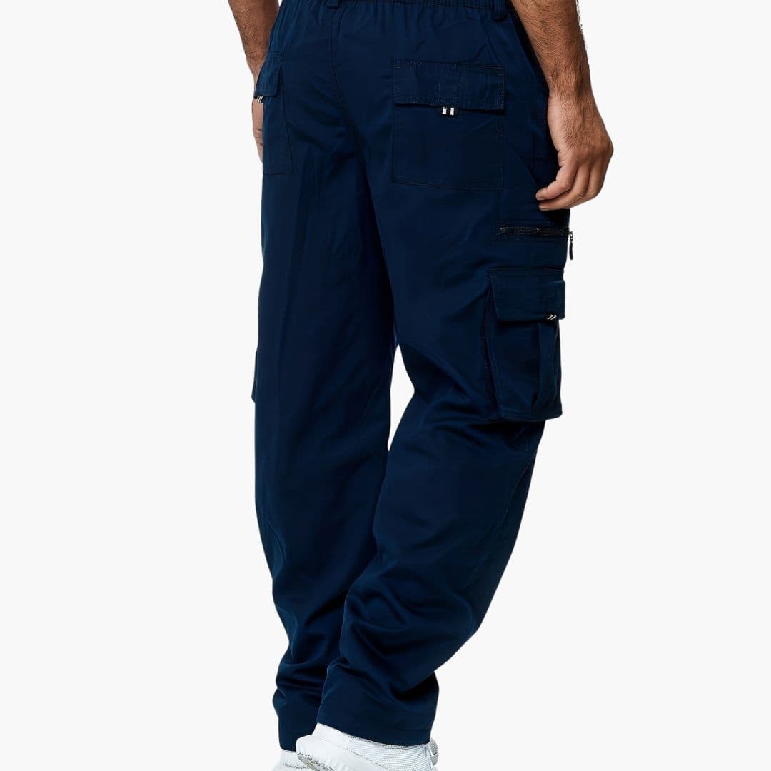 Men's Straight Leg Cargo Pants With Zip And Flap Pockets
