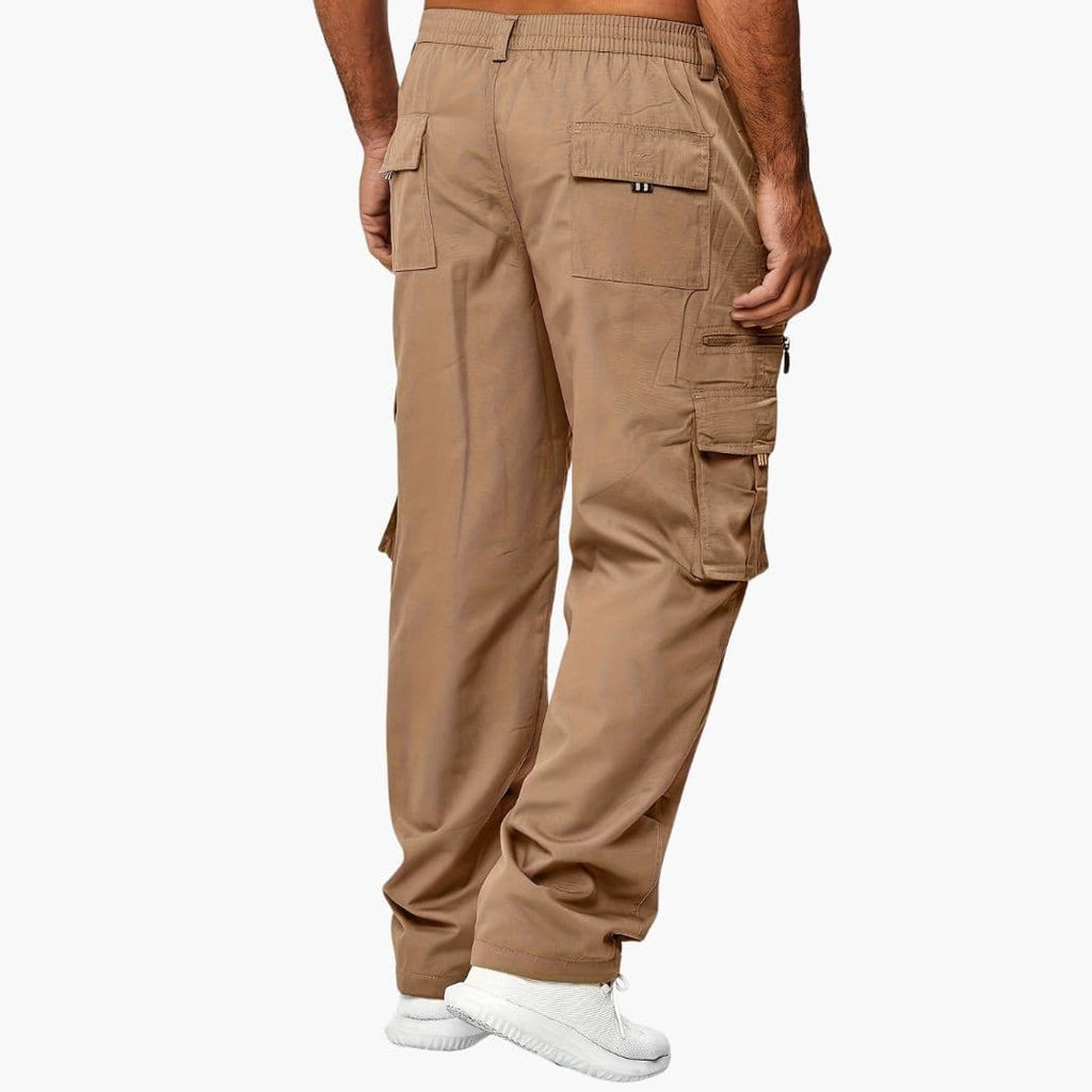 Men's Straight Leg Cargo Pants With Zip And Flap Pockets