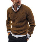 Ian Women V Neck Warm Knit Sweater Casual Loose Fit Pullover