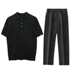 Men's 100 Cotton Classic Polo Shirt And Relaxed Fit Pants Set