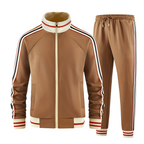 Men Striped Athletic Training Suit With Long Sleeve Jacket Pants