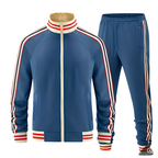 Men Striped Athletic Training Suit With Long Sleeve Jacket Pants