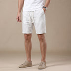 Men's Relaxed Fit Elasticated Waist Pinstripe Drawstring Shorts