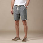 Men's Relaxed Fit Elasticated Waist Pinstripe Drawstring Shorts