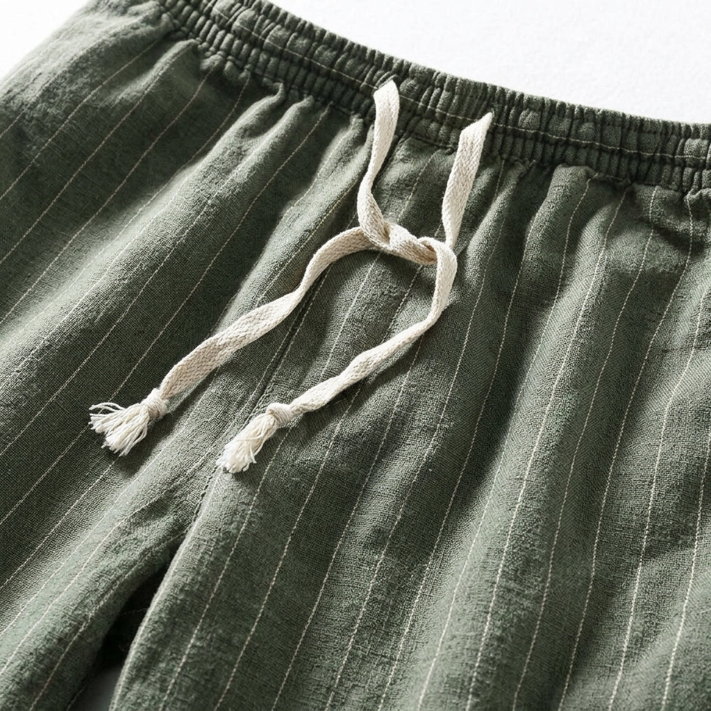 Men's Relaxed Fit Elasticated Waist Pinstripe Drawstring Shorts