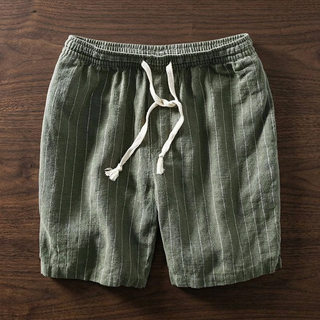Men's Relaxed Fit Elasticated Waist Pinstripe Drawstring Shorts