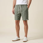 Men's Relaxed Fit Elasticated Waist Pinstripe Drawstring Shorts