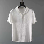 Men's Textured Crinkle Short Sleeve Shirt With Drawstring Trousers
