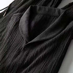 Men's Textured Crinkle Short Sleeve Shirt With Drawstring Trousers