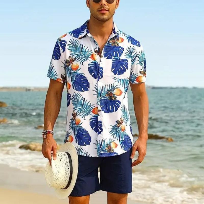 Sammy Jackson Corbyn Men Short Sleeve Hawaiian Print Casual Shirt