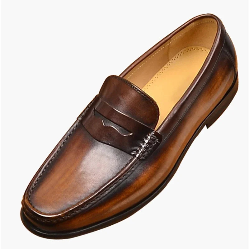 Mens Vegan Faux Leather Slip On Loafers Business Casual Wear