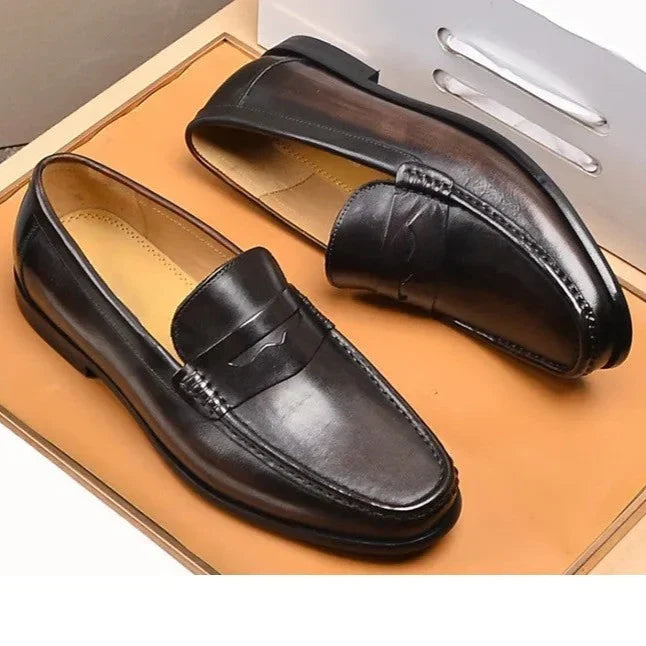 Mens Vegan Faux Leather Slip On Loafers Business Casual Wear