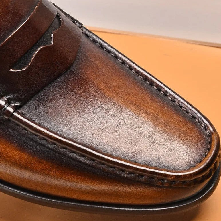 Mens Vegan Faux Leather Slip On Loafers Business Casual Wear
