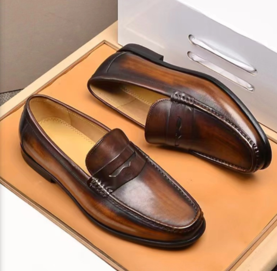 Mens Vegan Faux Leather Slip On Loafers Business Casual Wear