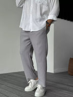 Urban Mens Ribbed Straight Leg Trousers With Elasticated Waist