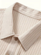 Men's Relaxed Fit Waffle Knit Polo Short Sleeve Casual Top For Warm Weather