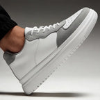 Men Minimalist Lace Up Platform Sneakers With Chunky Contrast Sole And Padded Collar