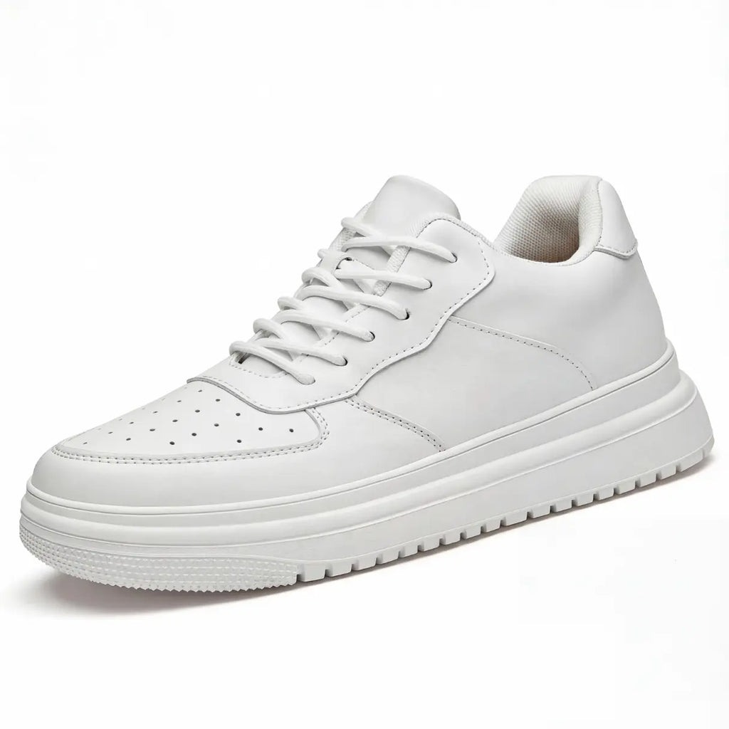 Men Minimalist Lace Up Platform Sneakers With Chunky Contrast Sole And Padded Collar