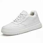 Men Minimalist Lace Up Platform Sneakers With Chunky Contrast Sole And Padded Collar